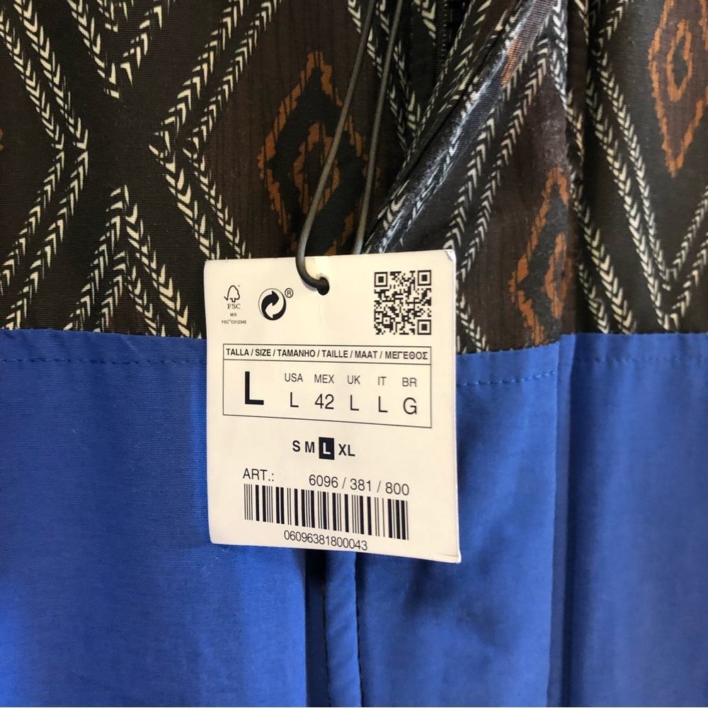 Zara Mens Colorblock Diamond Print Puffer Winter Jacket Size Large NEW - Picture 4 of 14